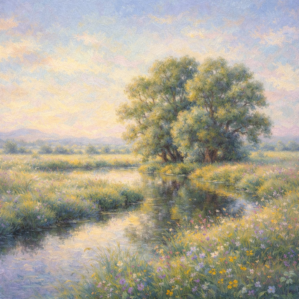 Generated oil painting version of the same scene with softer edges and painterly light